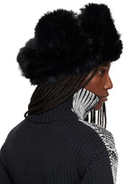 VAQUERA Black Leather & Faux-Fur Trapper Hat