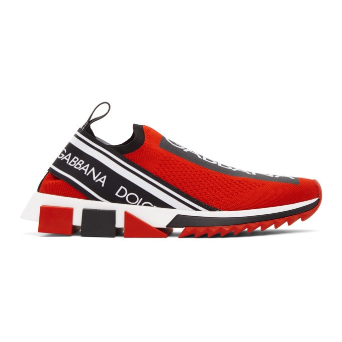 Photo: Dolce and Gabbana Red Sorrento Slip-On Sneakers