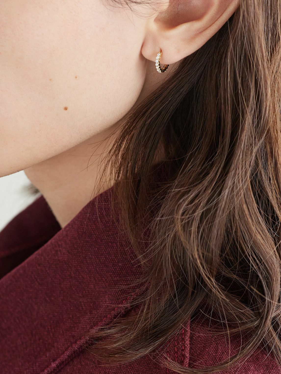 MARIA TASH - 8mm Invisible Set Eternity 18-Karat Gold Diamond Single Hoop Earring