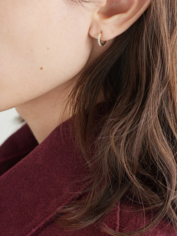 Photo: MARIA TASH - 8mm Invisible Set Eternity 18-Karat Gold Diamond Single Hoop Earring