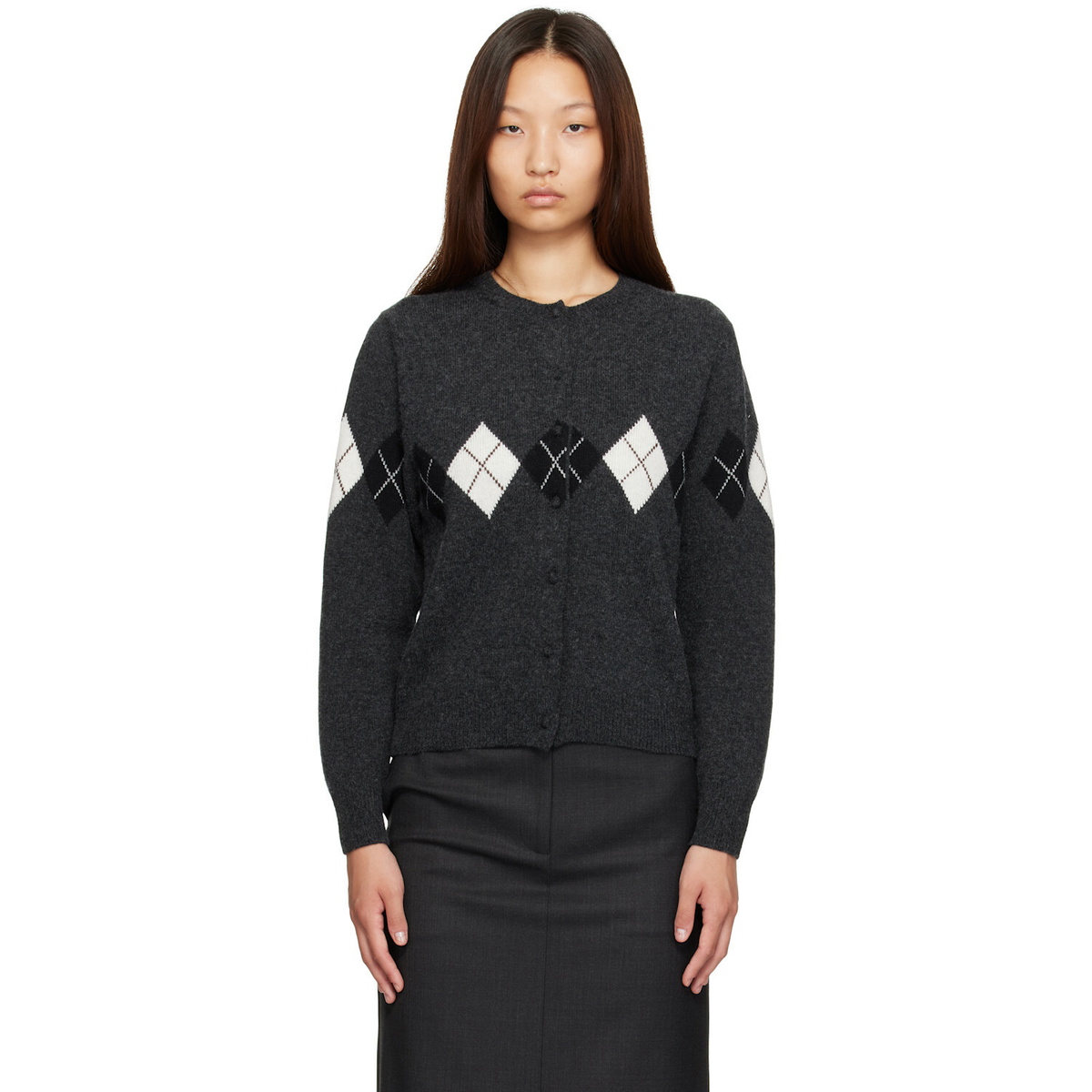 Nothing Written Gray Heritage Argyle Knit Cardigan