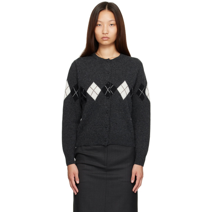 Photo: Nothing Written Gray Heritage Argyle Knit Cardigan