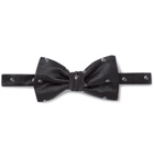 Alexander McQueen - Pre-Tied Embroidered Checked Silk-Jacquard Bow Tie - Gray