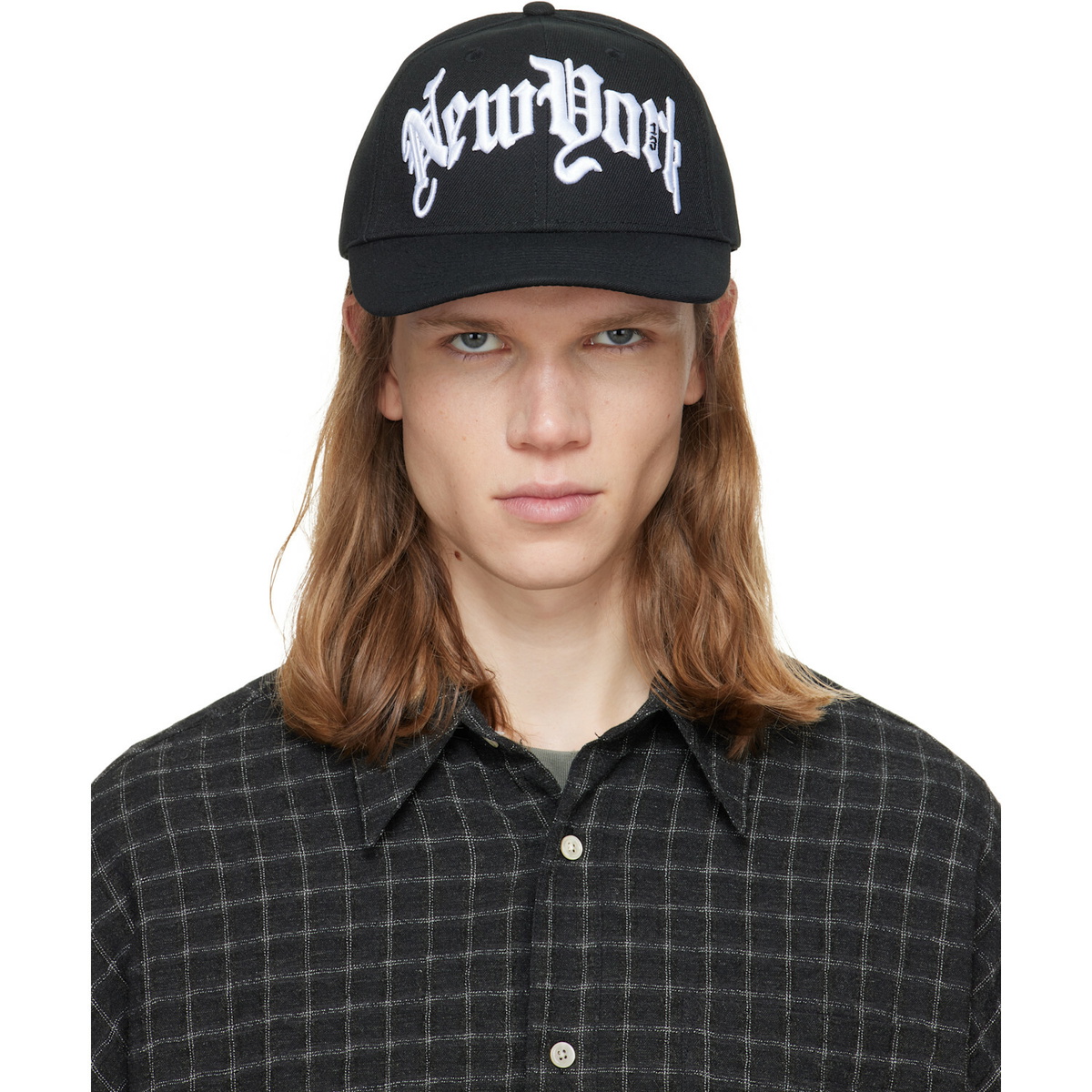 Christian Dada Black Corduroy Back Lace-Up Cap Christian Dada