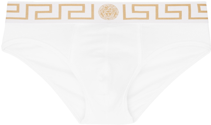 Photo: Versace Underwear White Greca Border Briefs