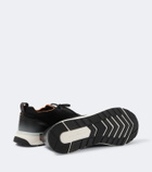 Santoni Leather-trimmed knitted sneakers