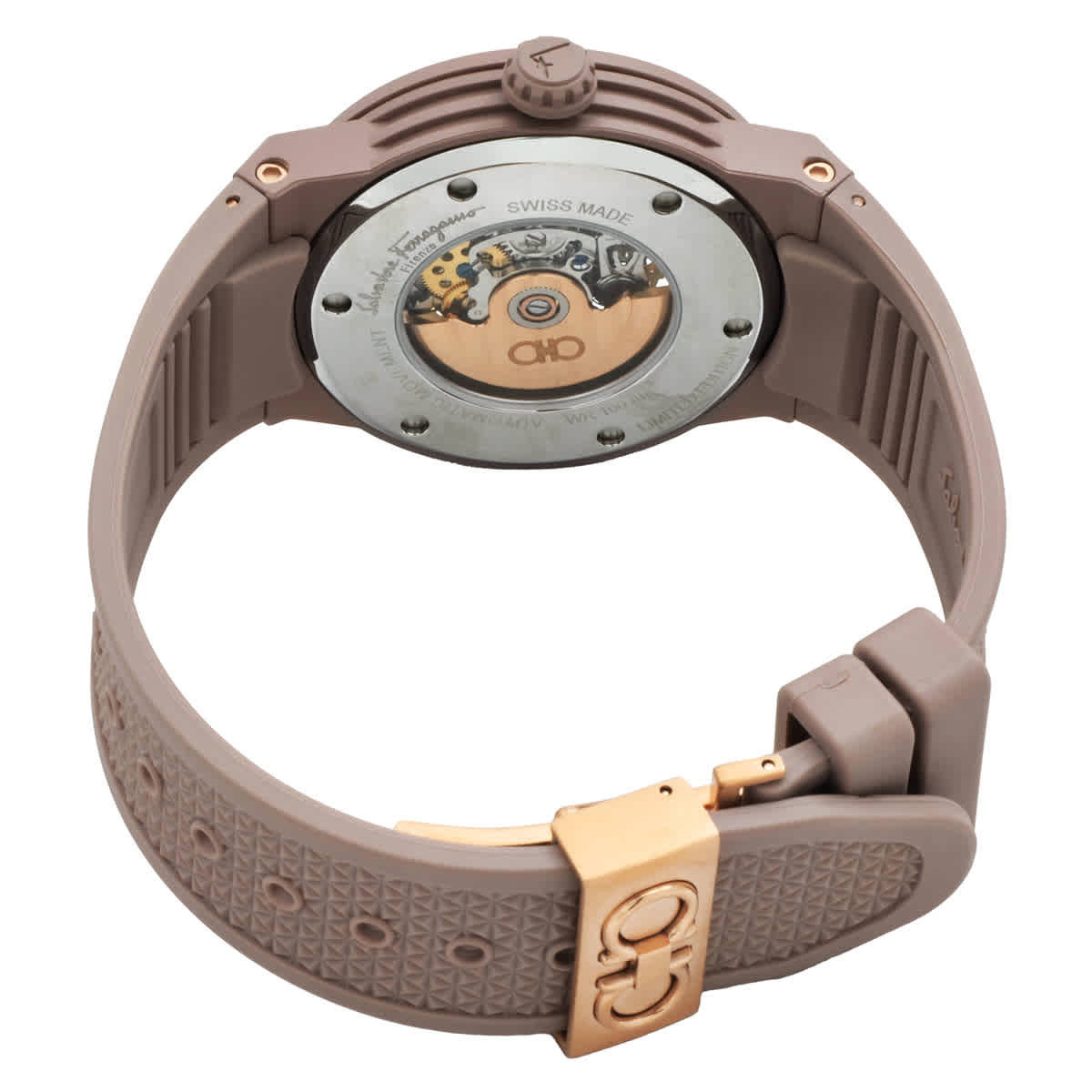 稀少 Ferragamo(フェラガモ) F-80 Automatic Taupe Unisex Watch Ferragamo F-80 Automatic Taupe Skeleton Dial Mens Watch