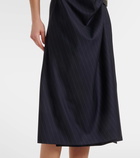 Loewe Pinstripe gathered wool wrap dress