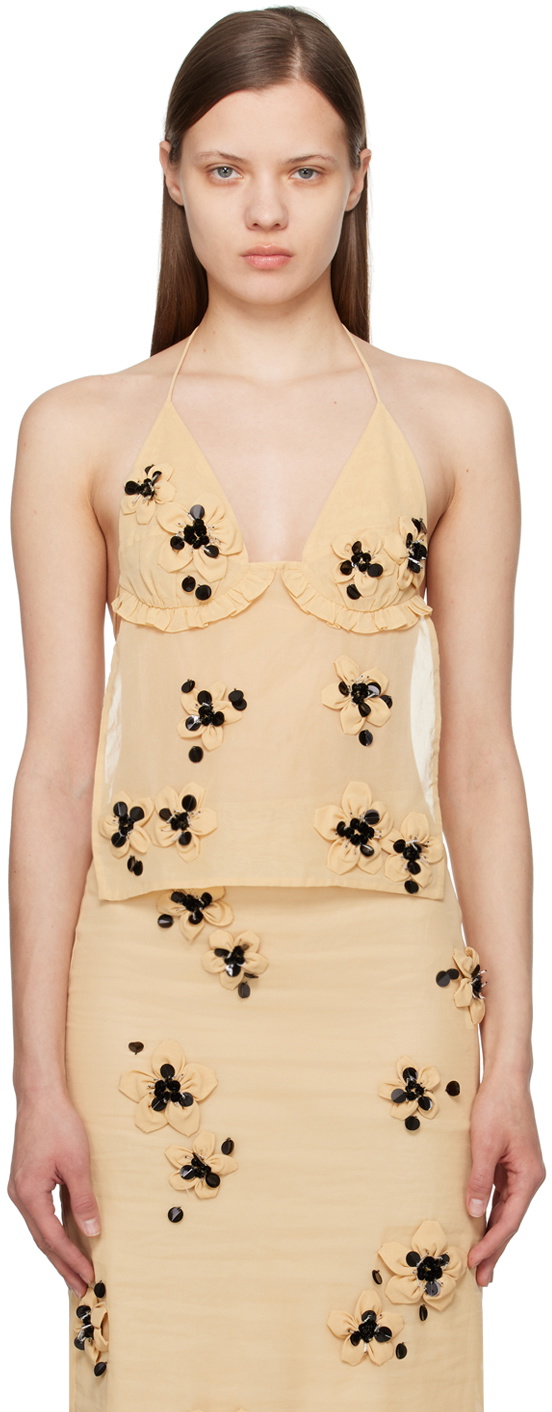 SHUSHU/TONG Beige Floral Tank Top