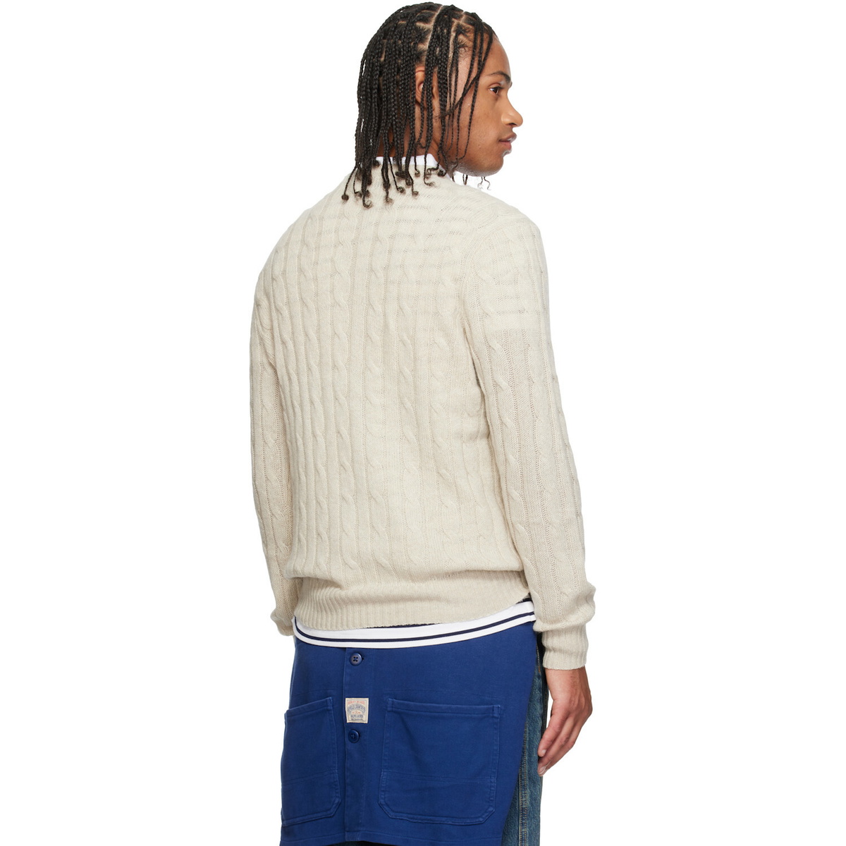 Polo Ralph Lauren Beige 'The Iconic Cable-Knit' Cashmere Sweater