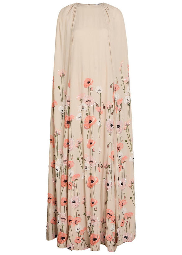 Photo: Bernadette Minnie Cape-effect Crepe Maxi Dress Beige