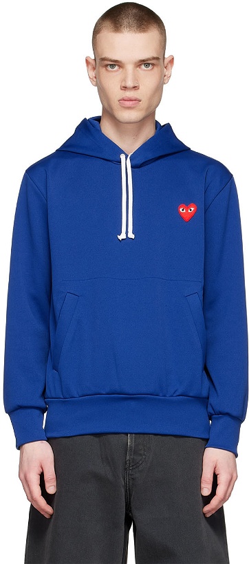 Photo: COMME des GARÇONS PLAY Blue Polyester Hoodie