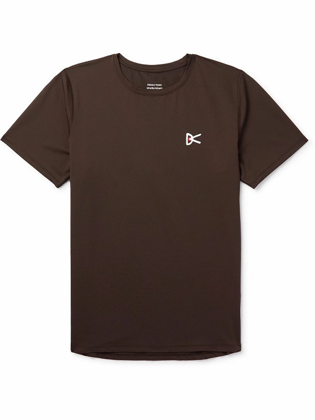 Photo: DISTRICT VISION - Logo-Print Stretch-Jersey Running T-Shirt - Brown
