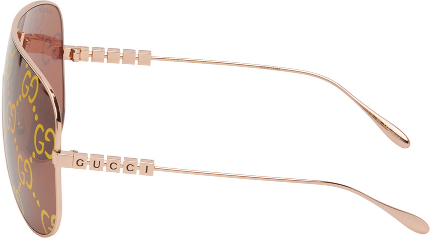 【関税込み】Gucci ローズゴールド Mask サングラス Gucci: Rose Gold Mask Sunglasses | SSENSE