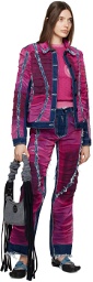 Paula Canovas Del Vas Indigo & Pink Paneled Denim Jacket