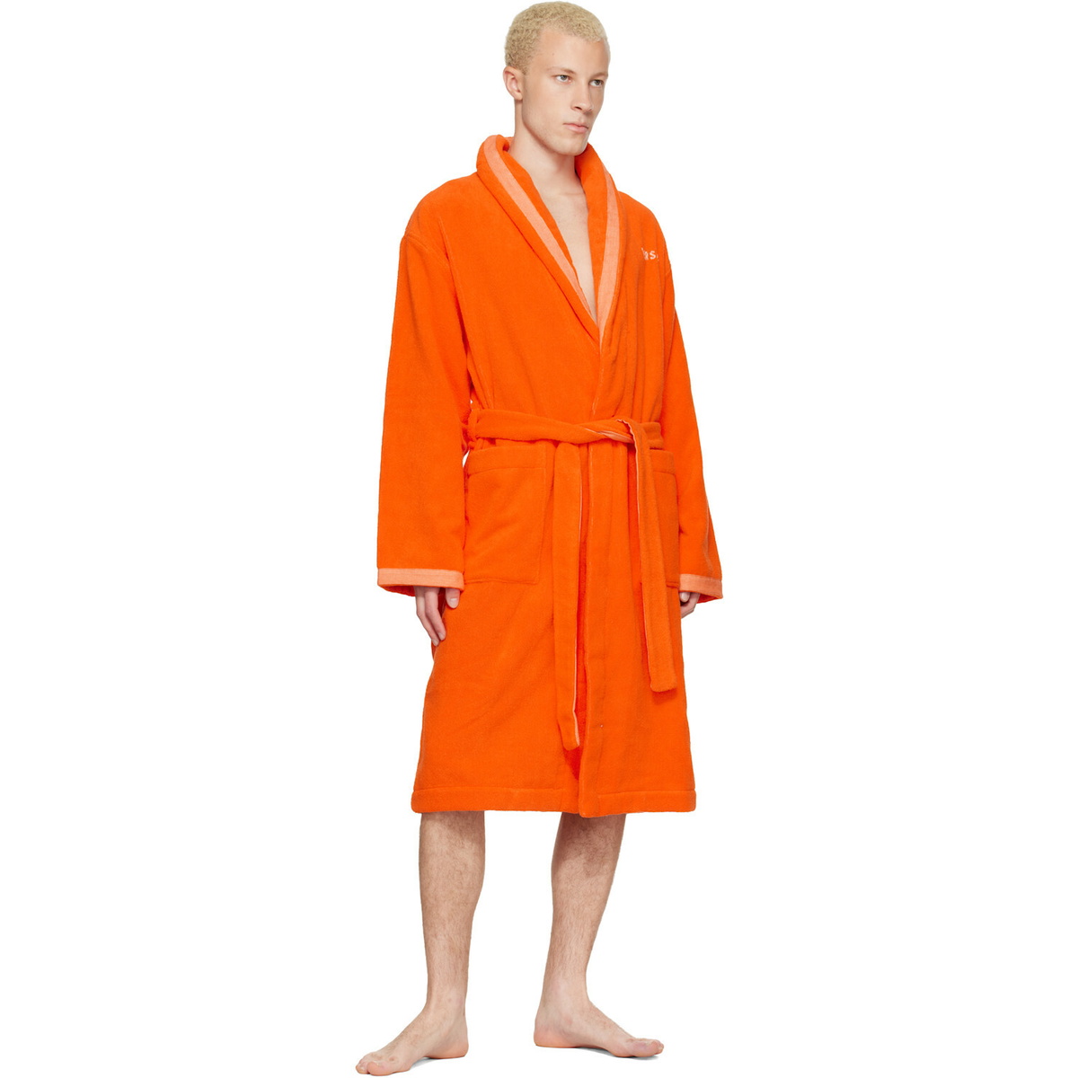 Versace Orange Cotton-Terry Jacquard Bathrobe