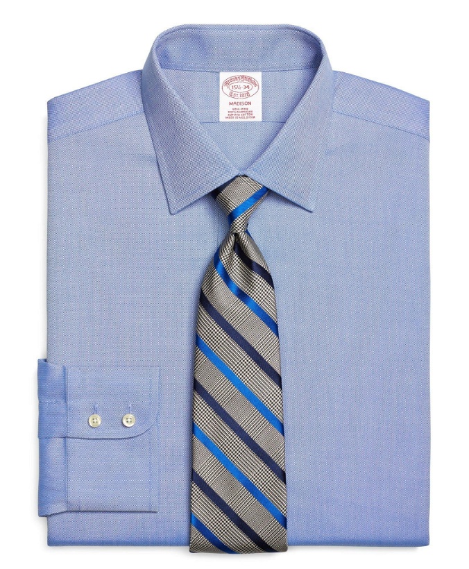 Photo: Brooks Brothers Men's Madison Relaxed-Fit Dress Shirt, Non-Iron Royal Oxford | Blue