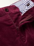 Rubinacci - Luca Slim-Fit Tapered Cotton-Blend Corduroy Trousers - Burgundy