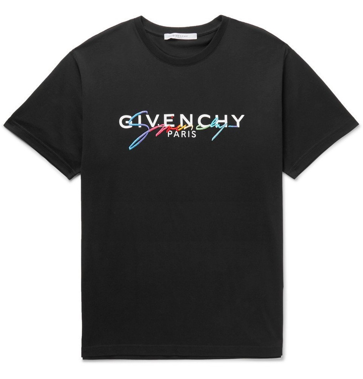 Photo: Givenchy - Logo-Embroidered Cotton-Jersey T-Shirt - Black