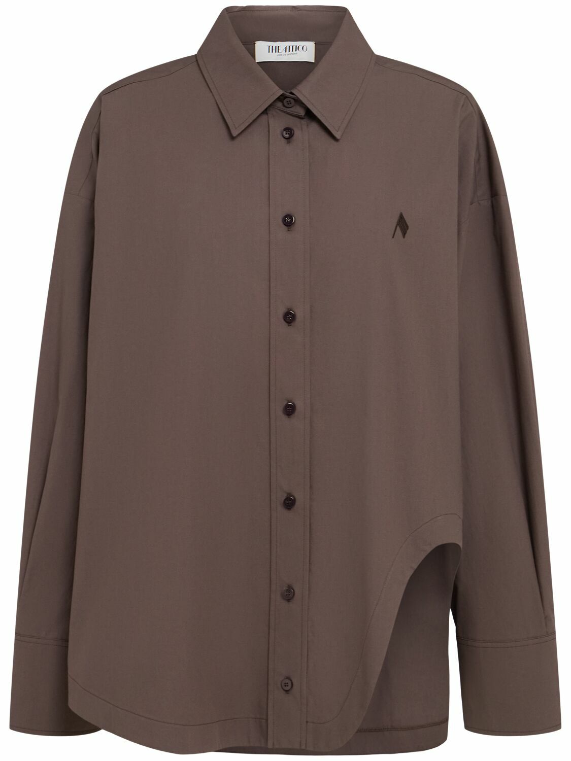 The Attico Logo-embroidered Cotton Shirt Khaki The Attico