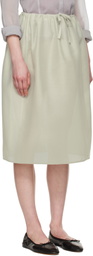 AMOMENTO Beige Shirring Organza Midi Skirt