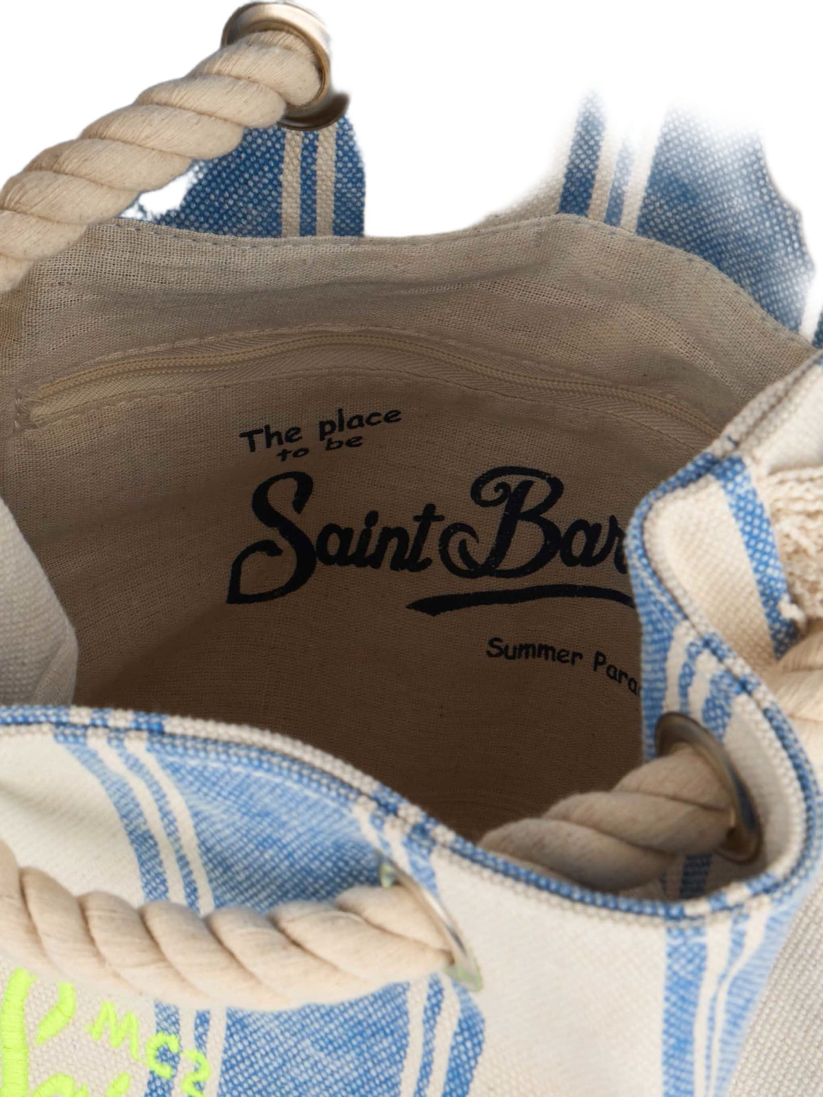 MC2 Saint Barth Boat Canvas Backpack With White And Light Blue Stripes