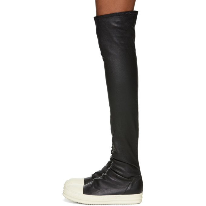 Rick Owens Black and White Stocking ThighHigh Boots Rick Owens
