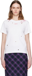 SHUSHU/TONG White Grommet Embroidered Floral T-shirt