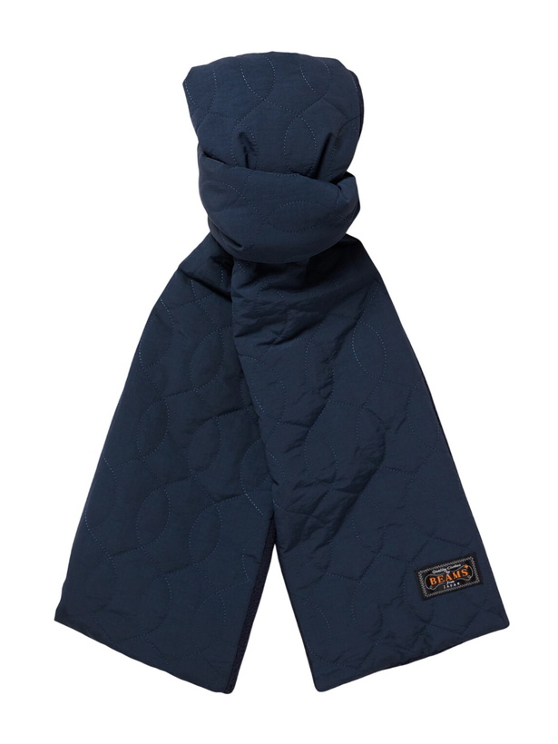 Photo: Beams Plus - Muffler Boa Logo-Appliquéd Padded Plush-Trimmed Quilted Shell Scarf