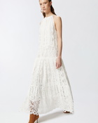 Pinko Midi Dress In Broderie Anglaise And Macramé Snow White