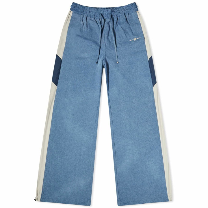 Photo: AMIRI Women's Ma Chambray Wide Leg Track Pants in Blue-Chambray