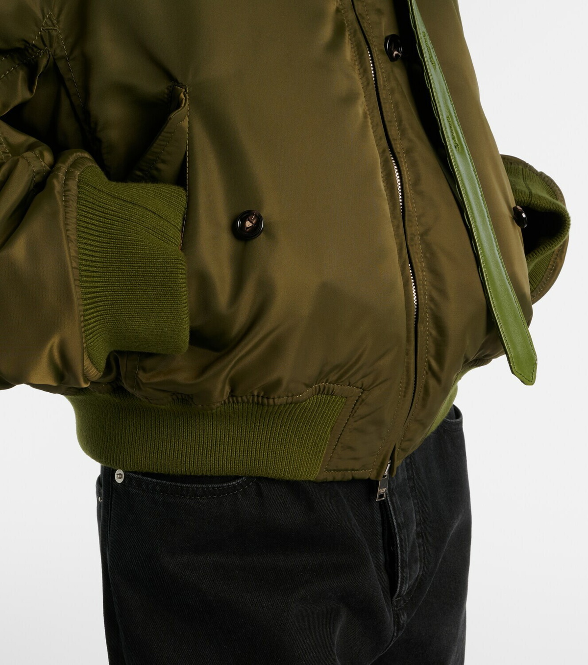 Bottega Veneta Intrecciato leather-trimmed bomber jacket