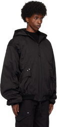 Professor.E Black Hooded Mega Bomber Jacket