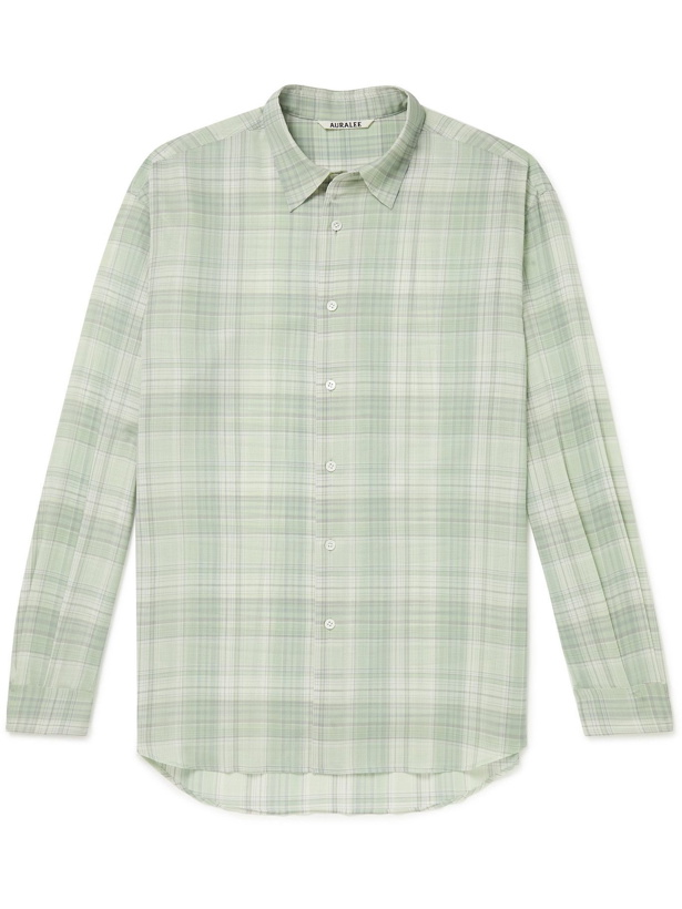 Photo: Auralee - Checked Wool-Blend Shirt - Green