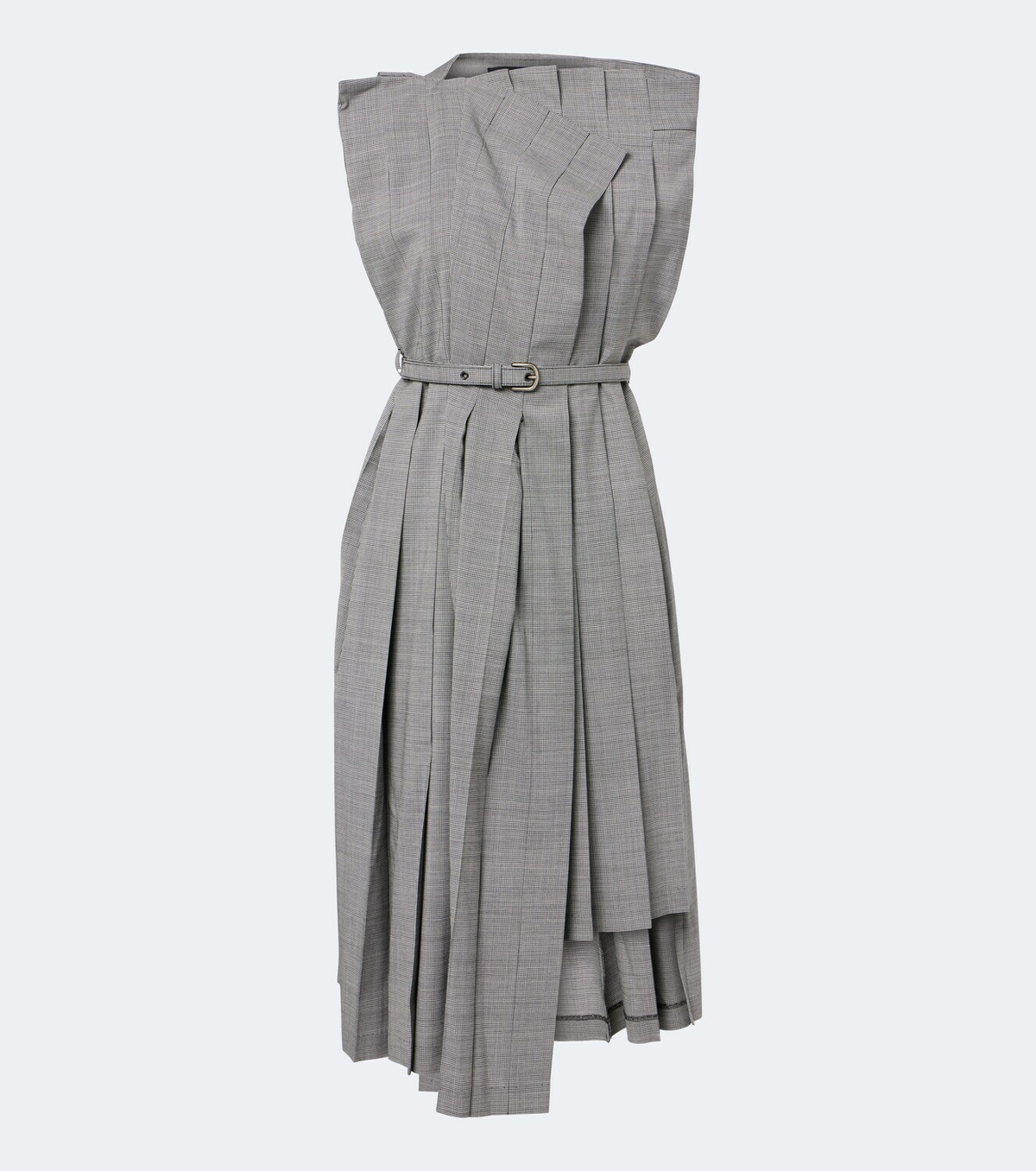 Junya Watanabe Houndstooth pleated asymmetric midi dress