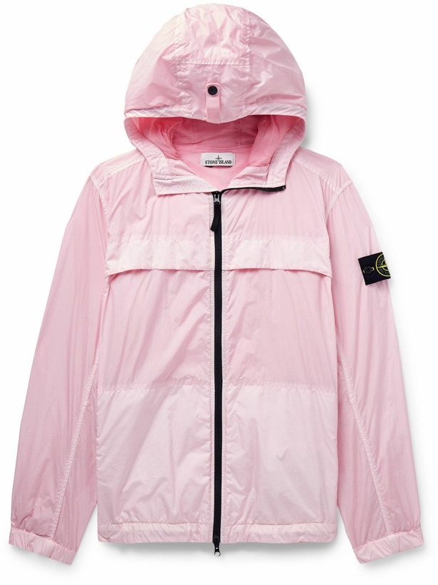 Photo: Stone Island - Logo-Appliquéd Garment-Dyed Crinkled Reps Nylon Hooded Jacket - Pink