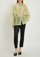 Issey Miyake Drawstring Organza Shirt Olive