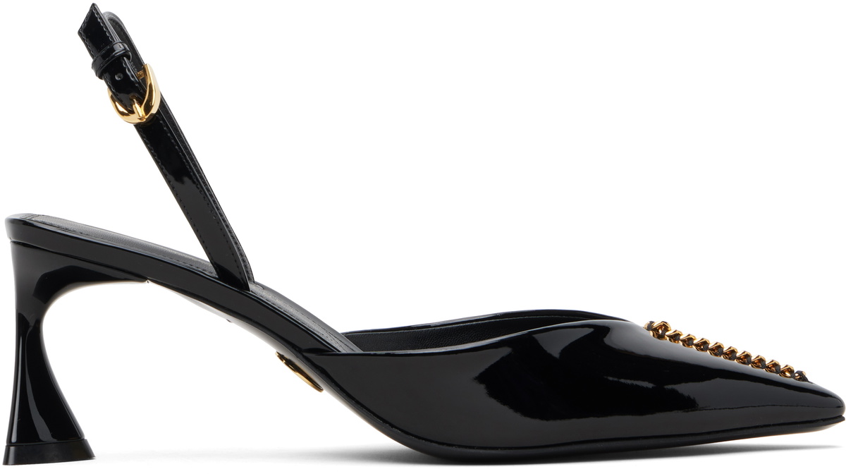 Stella McCartney Black Elsa Patent Slingback Heels