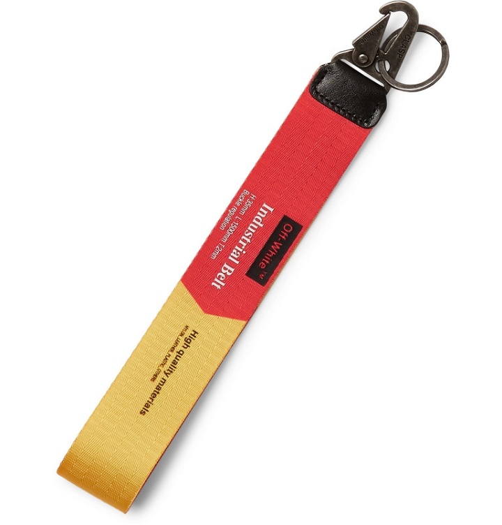 Photo: Off-White - Leather-Trimmed Printed Webbing Key Fob - Yellow
