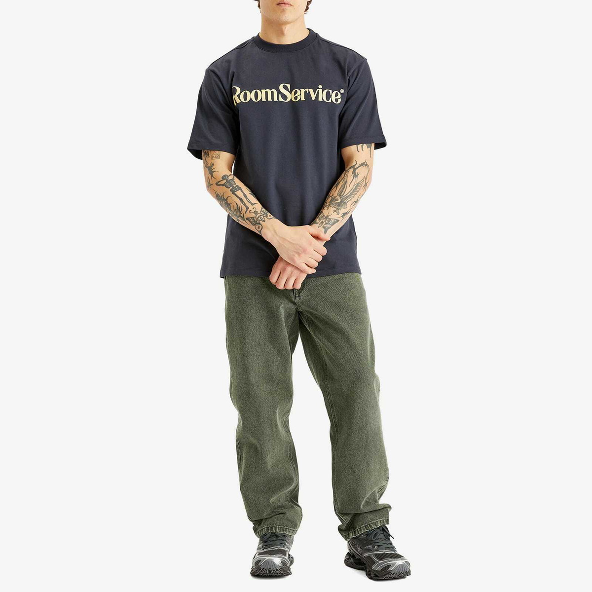 Late Checkout Men's Room Service T-Shirt in Navy
