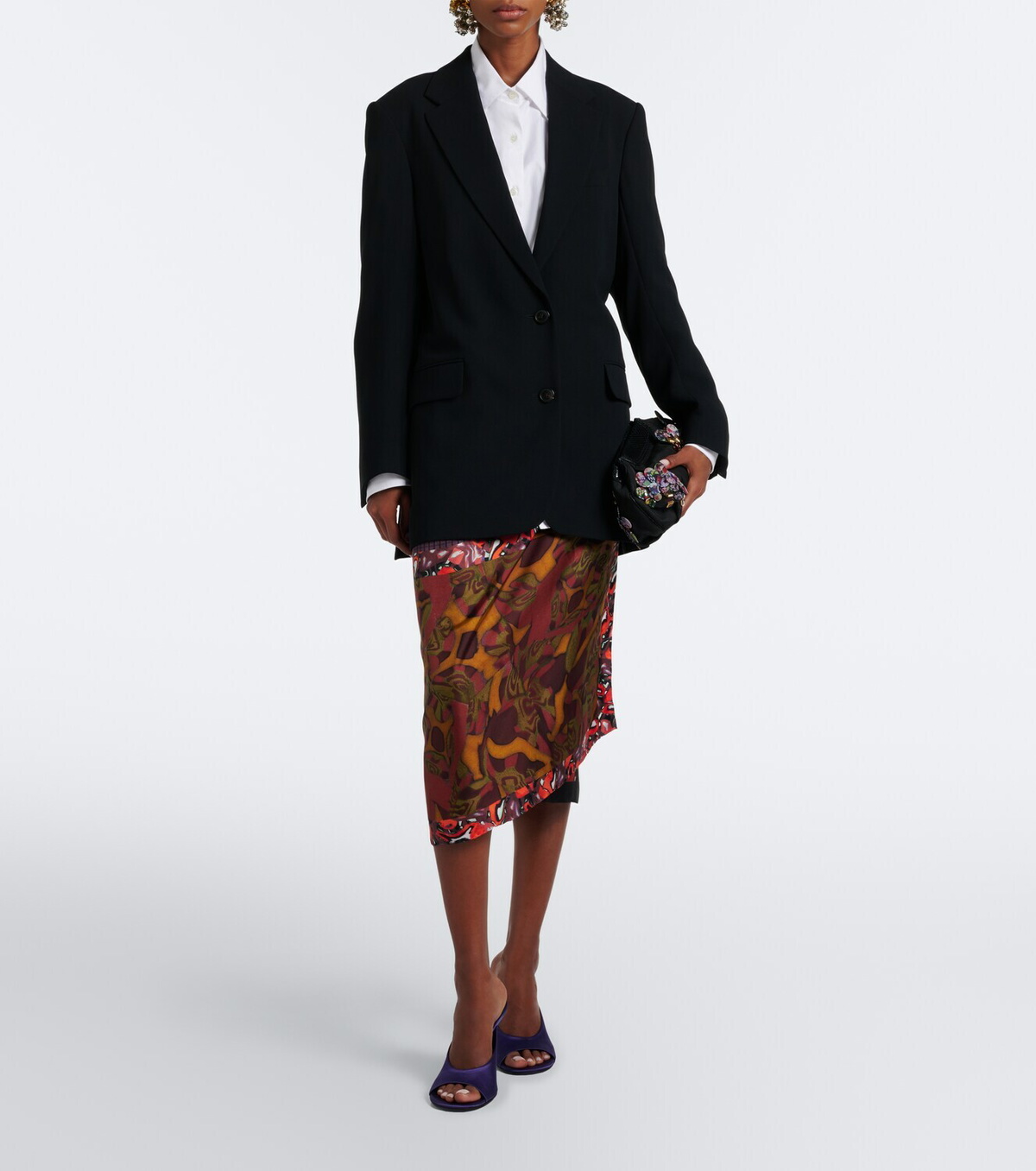 Dries Van Noten Embellished leather-trimmed clutch