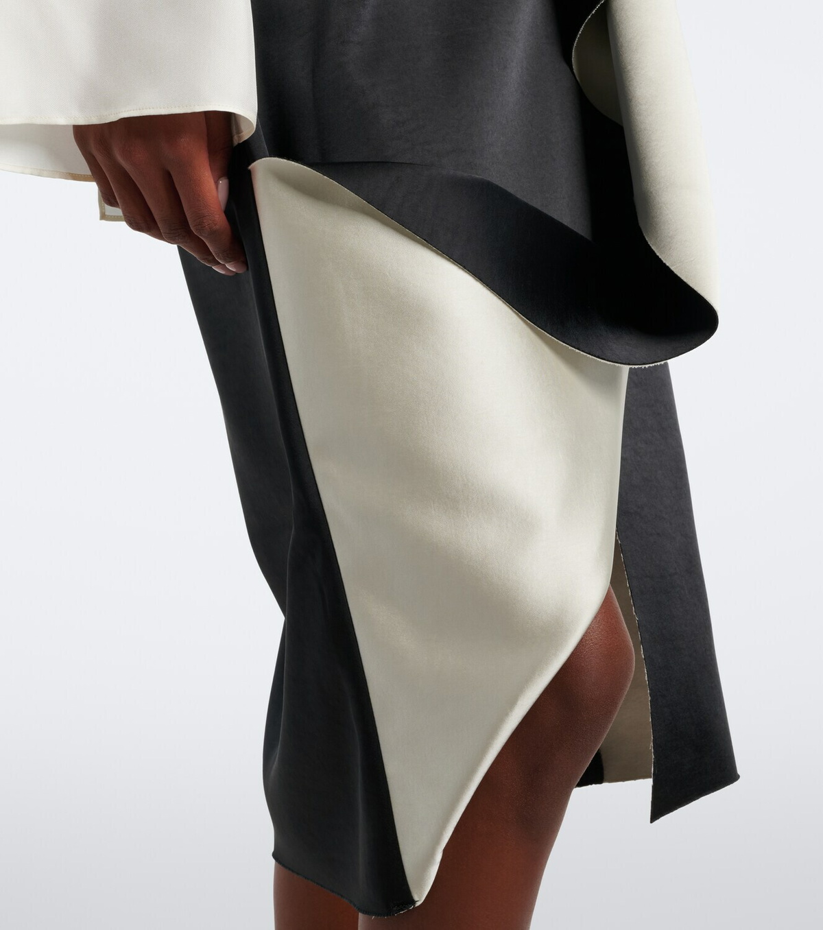 Róhe Draped asymmetric satin midi skirt