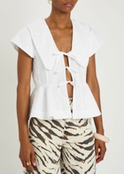 Ganni Peplum Cotton-poplin Blouse White