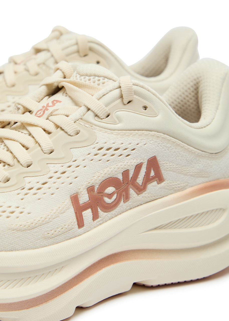Hoka Bondi 9 Mesh-knit Sneakers Cream