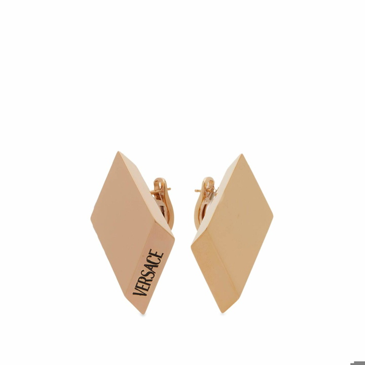 Photo: Versace Women's Logo Square Earrings in Gold/Black 