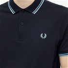 Fred Perry Authentic Men's Slim Fit Twin Tipped Polo Shirt in Navy/Soft Blue/Silver