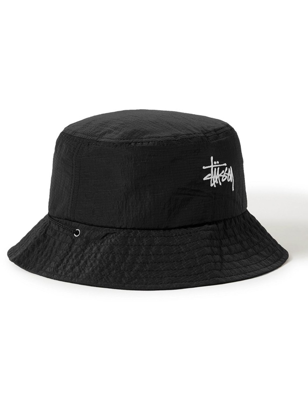 Photo: Stussy - Logo-Embroidered Nylon-Ripstop Bucket Hat - Black