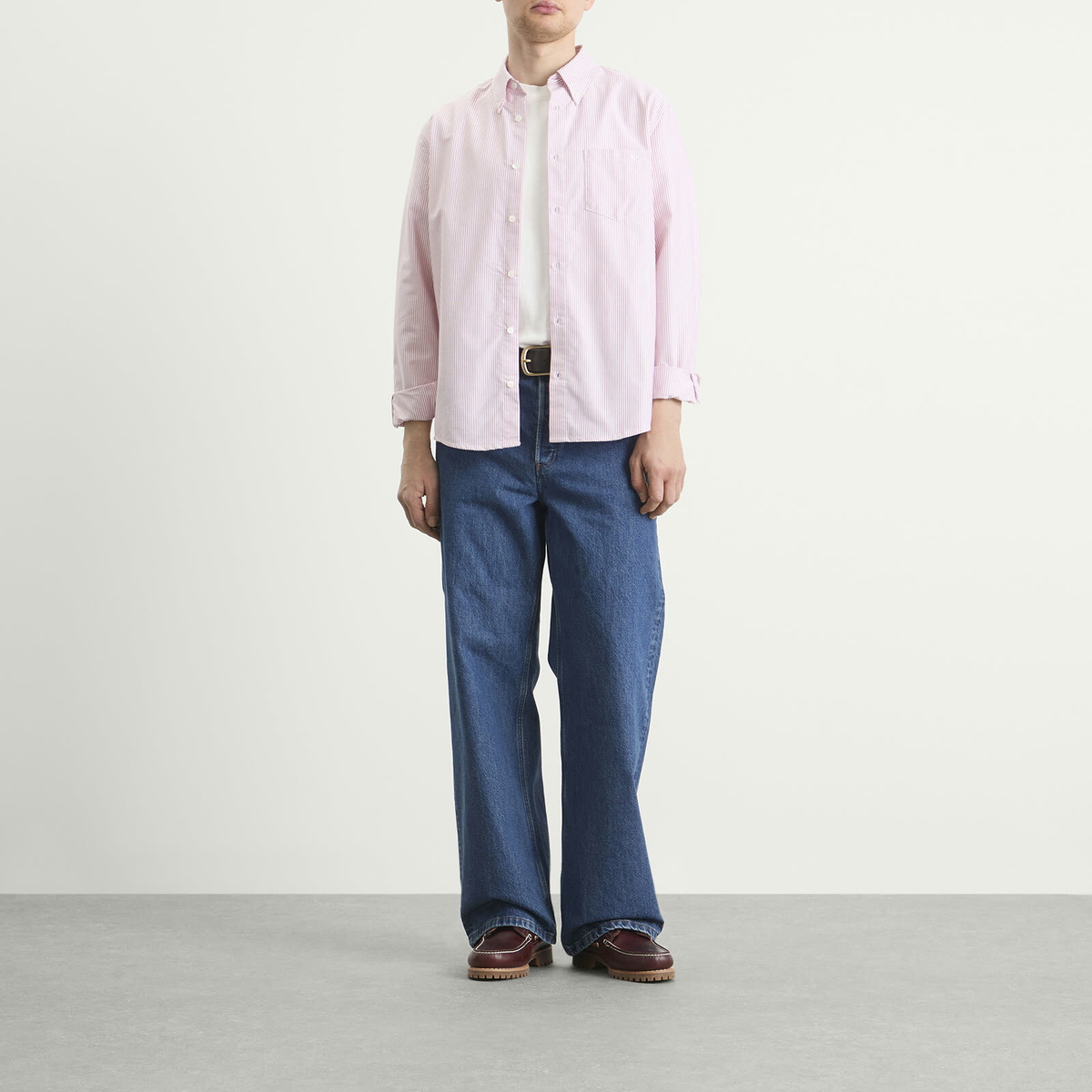 A.P.C. Men's Button Down Stripe Shirt in Red