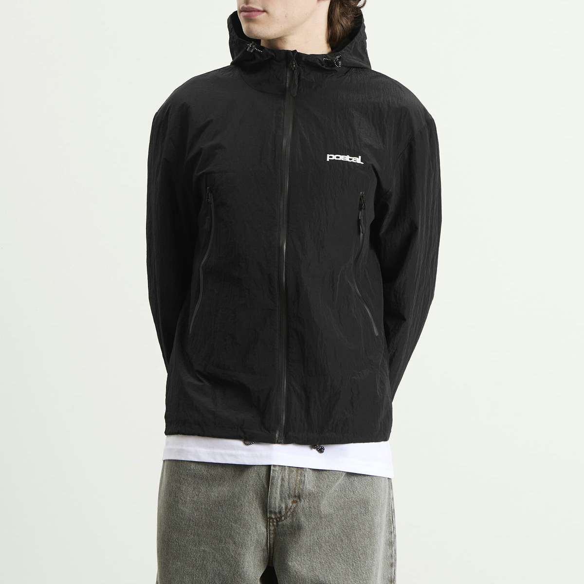 POSTAL Men's Discovery Shell Hooded Jacket in Black