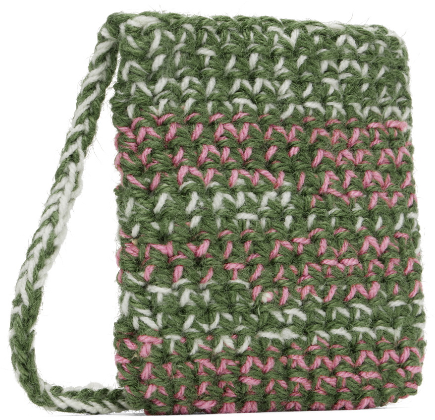 Nicholas Daley Pink & Green Crochet Pouch